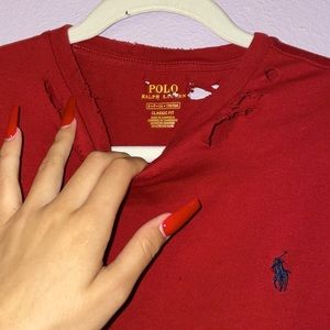 A unisex cropped Ralph Laurent polo